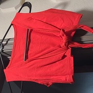 Red Tie Twin Peaks Crop Top